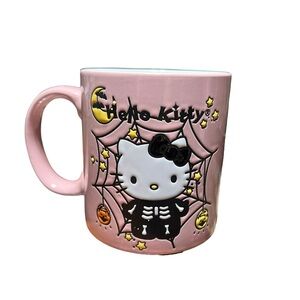 Hello Kitty Pink Halloween Skelton Spider Web Bats  Mug